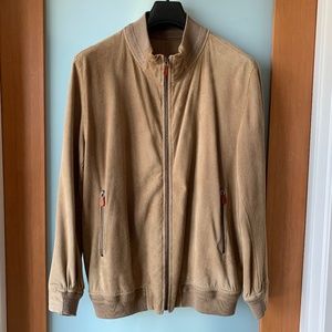 Carroll & Co perforated suede zip front jacket